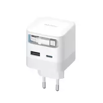 Cuktech AD653W 67W GaN 2x USB-C + USB-A Wall Charger with 70cm Retractable USB-C Cable - White
