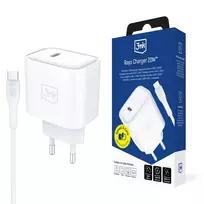 3mk Protection Rayo Charger travel charger | 20W | PD, PPS | USB-C | with USB-C to USB-C cable included | white