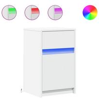 vidaXL Naktinė spintelė su LED lemputėmis, balta, apdirbta mediena