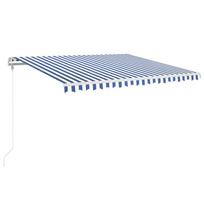 vidaXL Automatinė ištraukiama markizė, mėlyna/balta, 400x350cm
