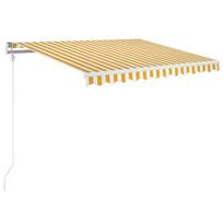 vidaXL Automatinė ištraukiama markizė, geltona/balta, 350x250cm