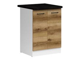 Pastatoma virtuvinė spintelė Junona Line, ąžuolo/juodos/baltos spalvos