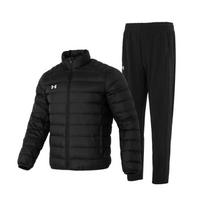 Under Armour Solid Color Stand Collar Sports Vest Breathable Knitted Sports Pants Casual Sports Set Men sets 23600804-001+23600703-001 S