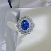 Princess Diana-Inspired Sapphire & Tanzanite-Colored Gemstone Ladies' Ring and Pendant Set Gold-Plated Copper