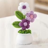 Crochet Bonsai Artificial Flowers - Charming Knitted Flower Decorations, Suitable for Home and Holiday Decorations, Fabric Desktop Flower Display
