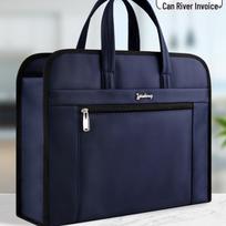 Waterproof Canvas Tote Bag with Zippered Multi-Layer Storage - Large Capacity for Meetings and Contracts. Blue 1177 Three Layers with Lining