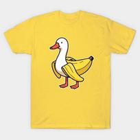 Men Black Print T-shirt Duck Banana No-Cut Heat Transfer Print Cotton Tshirt S geltona