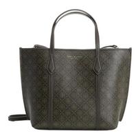 Tory Burch Perry Logo Zip Tote Bag Women tote Dark-Brown 175550-200 Basic Set (Bag+Dust Bag)