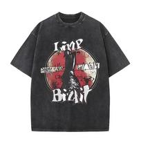 Skalbti Vintažiniai Limp Bizkit Grafiniai Marškinėliai Vyrams Moterims Hip Hop Atsitiktiniai Perd Trumpomis Rankovėmis Marškinėliai Unisex Gatvės Apranga#Spalva(5) S juoda