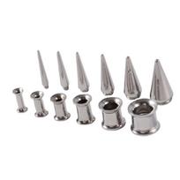 6 Pieces/set Unisex 2 in 1 Stainless Steel Screw Fit Interchangeable Taper Plug Piercing Ear Tunnel Stretcher Expander 1