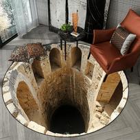 3D Bottomless Pit Round Area Rug For Living Room Bedroom Visual Illusion Large Carpet Home Decor Non-slip Floor Mat 2D Print Rug 80cm x 80cm