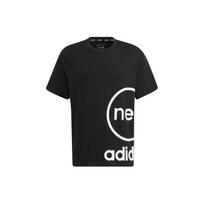 Adidas Neo Big Logo Print Round Neck Short Sleeve T-Shirt Unisex Tops Black HN8744 XL