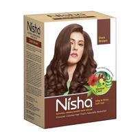 Nisha Natural Henna Powder Hair Colour Dark Brown Semi-Permanent Herbal Dye For Silky Shiny Hair Men Women 60 g Pack Of 1