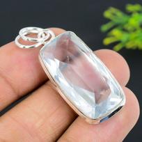 White Topaz Gemstone Handmade Ethnic 925 Silver Gift Jewelry Pendant 1.85  v5y24