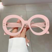 Vintage Anti Blue Light Blocking Oversized Round Glasses Women Luxury Designer Rivet Optical Frame Myopia Prescription gray