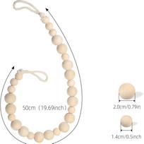 2pcs Northern Europe Wooden Ins Wind Wooden Bead Curtain Straps Hand Woven Cotton Rope Handmade Wooden Bead Curtain Ties