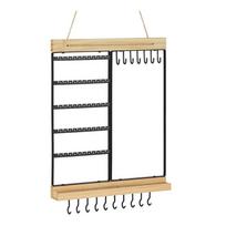 2 Level Wall Mounted Jewelry Display With Metal And Wood Construction For Necklace Earring Storage In Bedroom Or Bathroom 1