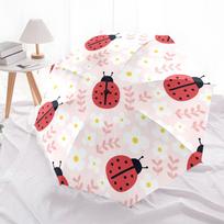1pc Ladybug Floral Pattern Umbrella with Plastic Handle,Compact & Stylish,Cartoon Pattern,Outdoor UmbrellaPT460 white