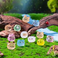 12/24/48pcs Luminous Mini Resin Animal Frog Tiger Figurine Glow in The Dark Miniature Figures Ornament Fairy Garden Accessories 12pcs
