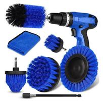 Drill Brush Attachment Set, 7pcs 1/4in Power Scrubber Brush with 1pcs Extend Long Attachment, Power Scrubber Brush with All Purpose Clean for Grout 7-Pack mėlyna