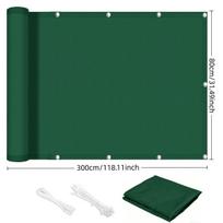 Balkono privatumo ekranas, lauko apsaugos nuo saulės audinys, sodo tvoros audinys, buto turėklų uždangalas, su raišteliais—žalias 80x300cm/31.49x118.11" black