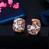 Fashion Luxury Square Zircon Snake Stripes Hoop Earrings Leopard Earring for Women Wedding Party Exquisite Jewelry Gift AVE auksas