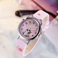 Hot NEW Arrive Cute Cheese Cat Pattern Kids Watch Quartz Analog Child Watches For Boys Girls Student Clock Gift AVE rožinė