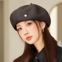Autumn and Winter Retro Love Beret Korean Versatile Hat for Women's Windproof and Warm Octagonal Hat Showing Face and Painter's Hat New One Size