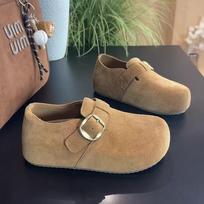 Thick-soled inner height-increasing Birkenstocks autumn new lazy ugly cute big head beautiful all-inclusive Birkenstocks 35【foot length 22.5cm】 abrikosas