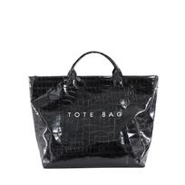 Ladies' shiny letter tote bag in jelly color, large capacity, fashionable and versatile handbag One Size juoda