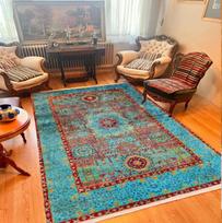 Turquoise Persian Style Area Rug Vintage Teal Carpet Machine Washable Home Rugs 40x60cm