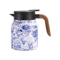 Retro stiliaus gėlių rašto arbatos termosas 1000ml Dvigubos sienelės izoliacija Nerūdijančio plieno virduliai su filtru