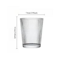 Creative Nordic Latte Coffee Cup Heat-resistant Tea Mug Striped Glass with Lid Simple Style Beverage Cup Classical Whiskey Glass 1pcs