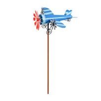 Propeller Airplane Wind Spinner Vintage Plane Kinetic Metal Weather Vane Windmill Sculpture Outdoor B