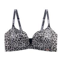 Leopard Print Push-Up Lingerie Set with Palm-Shaped Cups, Seamless and Side Support, Perfect for Small Busts 36