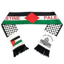 Palestinos tautos vėliavos spausdinimas skara su kutais satino spalvos, atitinkanti unisex patriotizmą, sklandžiai pritaikyta Palestinos nacionalinės dienos vakarėlio parado kaklo įvyniojimas
