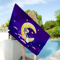 Popular Character D-Diddl Microfiber Beach Towel Absorbent Quick dry Soft Yoga Swimming Resort Mountain Climbing Towel Cotton 30x30cm purple