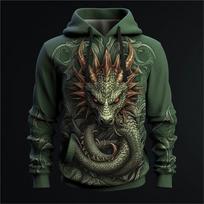 Chinese Dragon Printed Men's Hoodie Fashion 3D Dragon Pattern New Sweatshirt Hip Hop Harajuku Oversized Pullover Men's Clothing S