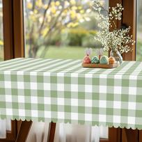1 Piece Of Spring And Summer Plaid Round And Rectangular Tablecloths, Available In Various Sizes, French Retro Green Plaid Pattern Printing, Tableclot Round(152)cm