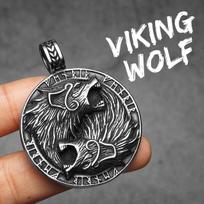 Viking Wolf Runes Ferocious Men Necklaces Stainless Steel Pendant Chain Women Punk Fashion Jewelry Accessories Gifts