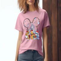 Summer Fashion Mickey Tshirt Yk Minnie Mouse Hat Printed cotton printed Tshirt Womens Loose Disney Tshirt S