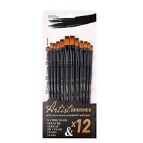 12x Artist Brushes Acrylic Watercolor Paint Brushes Painting Detail Brushes Nylon Hair Paint Brushes Drawing Supplies black