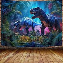 Juros periodo Džiunglių Dinzaurų Gobelenas, Senovės T-Rex Sienos Menas, Poliesterio Sienos Pakabinamas Elementas Berniuko Kambariui, Namų Dekoras 47.2x31.5inch/120*80cm blue
