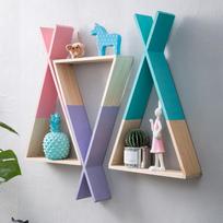 1pc Nordic Decorative Wooden Wall Shelf Wall Mount Floating Triangle Study violetinė