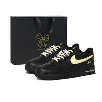 Nike Air Force 1 Black Gold Prologue Cushioning Abrasion Resistant Low top Skateboard Shoes Unisex Black FZ0627-010(Team2352-) 39