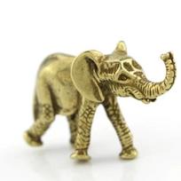 Bronze Miniature Elephant Statue Home Office Tea Carving Handle Pet Desktop Animal Ornament KTY
