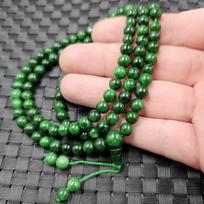 Emerald Green Jade Dragon Prayer Bracelet with 108 Beads Multi-strand Hand Ornament 6mm Round Beads, 108 pieces