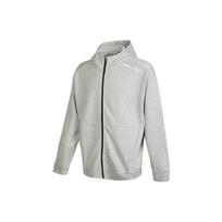 PUMA Solid Color Hooded Zip-up Jacket with Logo Print Men Outerwear Light-Grey 672408-04 XL white