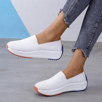 Fashion Ladies Flat Shoes Mesh Flat Shoes Ladies Lightweight Sports Shoes Single Shoes Comfortable Casual Shoes 43 balta