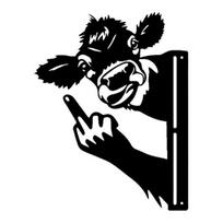 Peeping Animal Metal Sign Middle Finger Squirrel Sign Rustic Flipping-Off Rooster Donkey Yard Art Decor 30cm gray